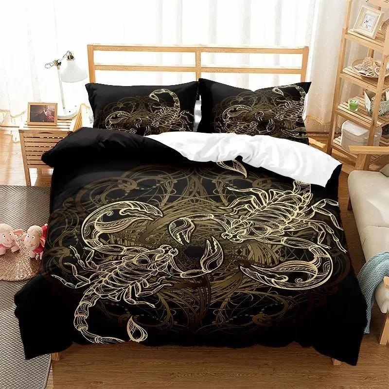 Winter Duvet Very Warm Print Mask,Scorpion,Gecko,Turtle Gold Duvet Cover Set,Microfiber Comforter Bedding Sets Luxury
