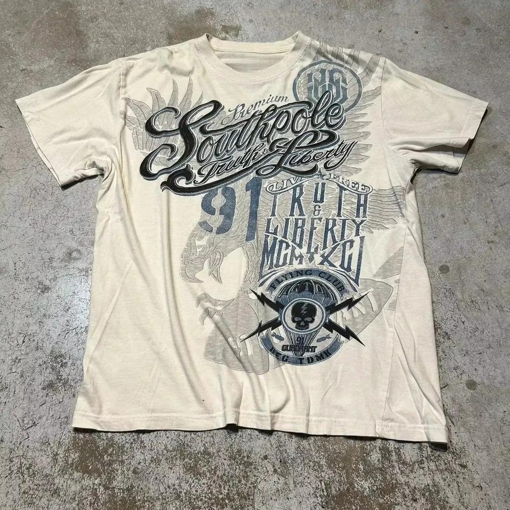 Classic Y2K Gothic Style T-shirt Print Oversized T Shirt High Street Shirts Gothic Round Neck Cotton Tops New Mens Women T Shirt