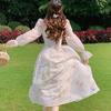 Autumn Women's Floral Chiffon Sweet Gentle Style Long Sleeve French Princess Dress