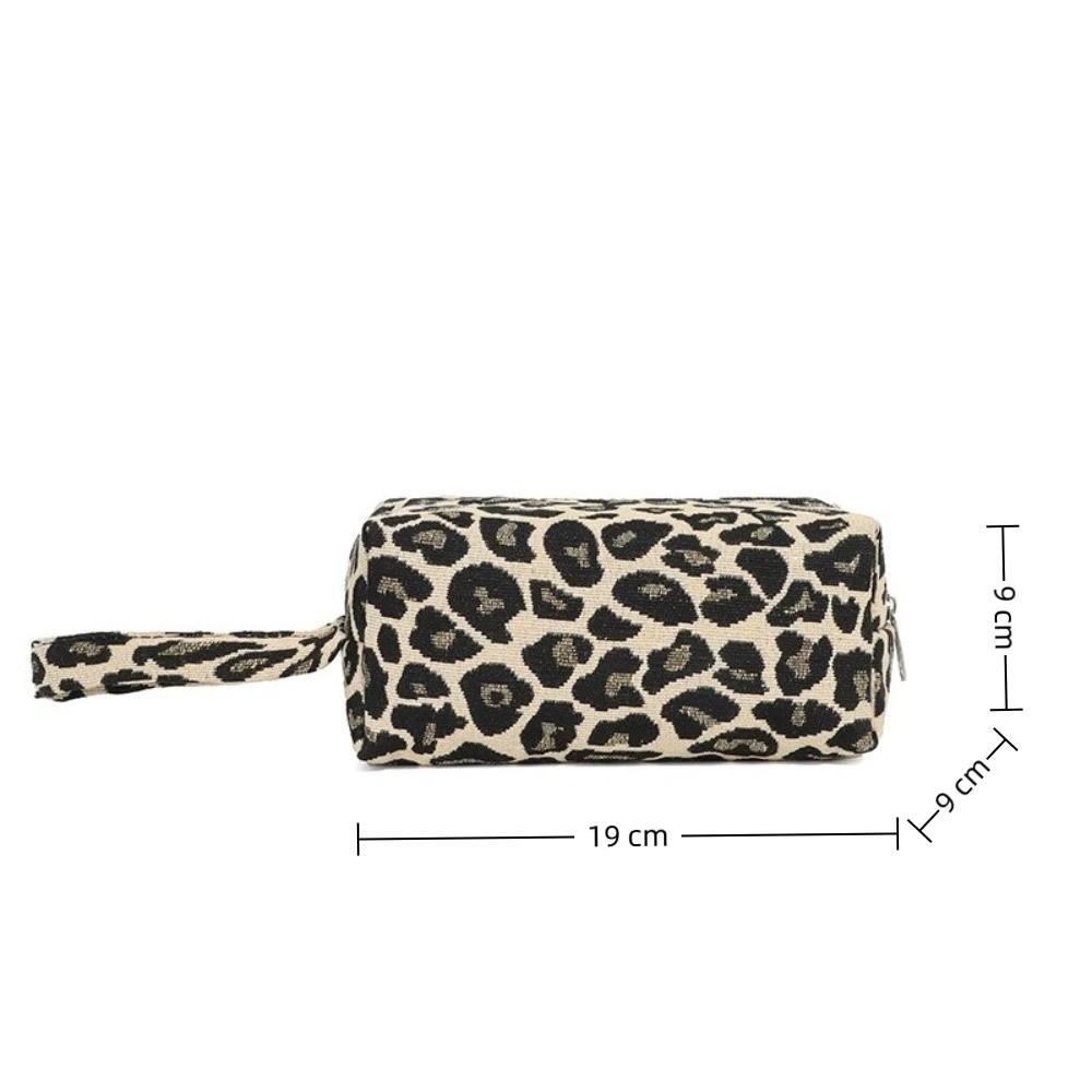 Portable Leopard Print Makeup Bags Large Capacity With Handle Pillow Pen Bag Zipper Storage Handbag Travel