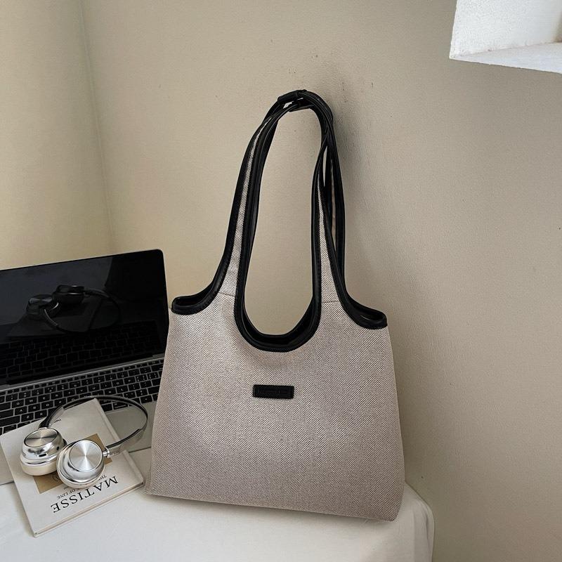 Simple and Fashionable College Student Shoulder Canvas Bag New Casual Simple Large-capacity Commuter Tote Bag
