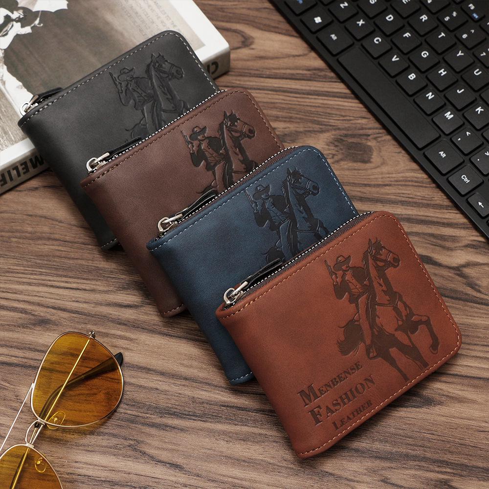 Cross-Border Trend Hunter Men's Short Tri-Fold Wallet with Large Capacity Coin Purse