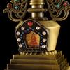 Bronze Tibetan Stupa Tantric Engraved Pearl Inlaid Gem Shiri Buddhist Statue Alloy Handicraft Altars Indoor Desktop Decorative