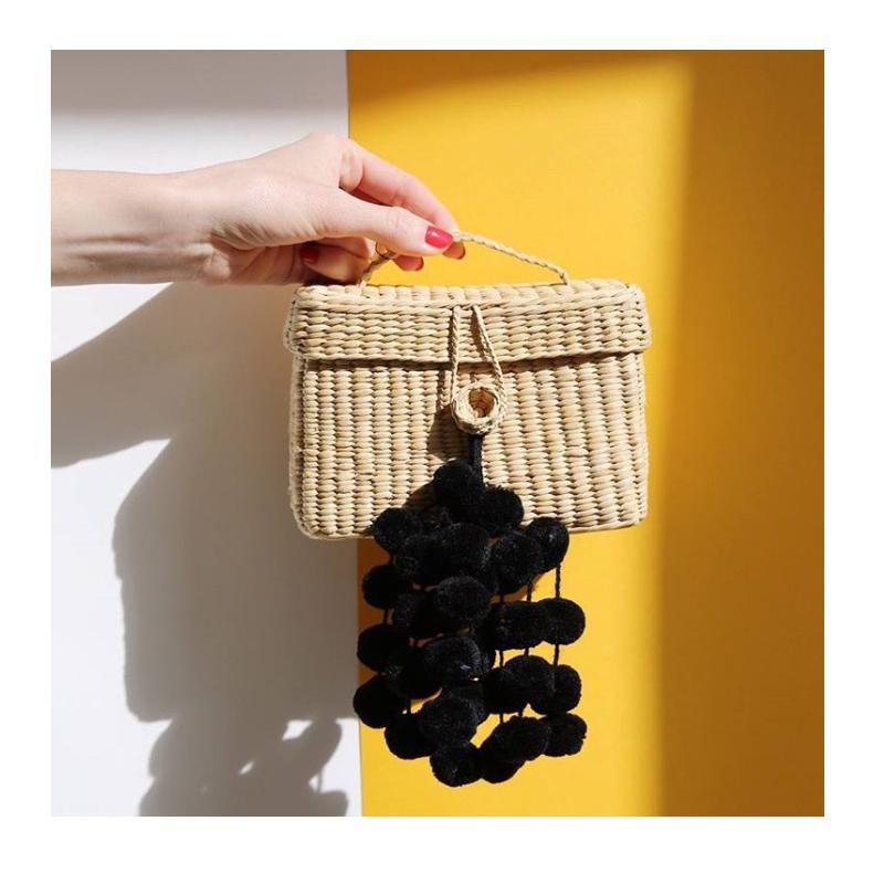 Tassel beach straw bag small bohemian artisan leather women's bag colorful shoulder bag