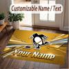 Custom Rug Pittsburgh Penguins Pattern Print Name Text Soft Non‑Slip Floor Carpet for Home Indoor Decoration