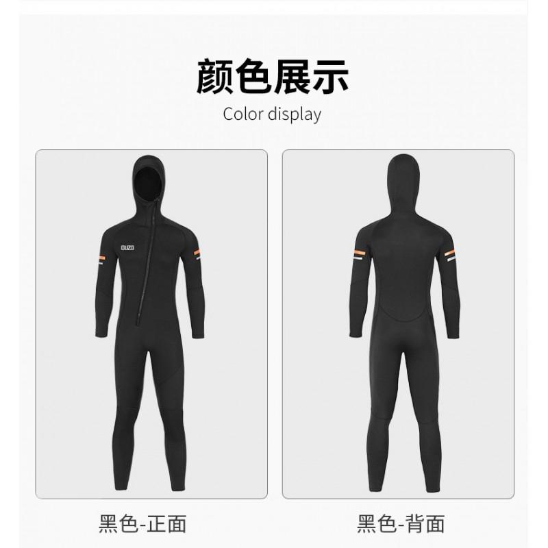 OUZO Mens 1.5mm Full Body Hooded Wetsuit Long Sleeve Diving Surfing Swimming Warmth UV Protection