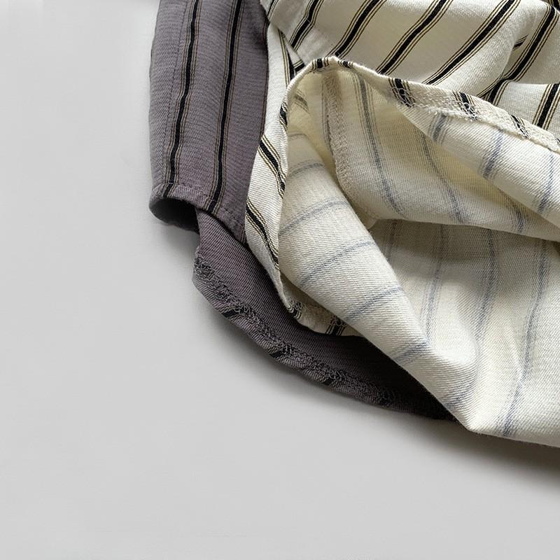 Cămașă de vară cu dungi pentru copii, cu mânecă scurtă, pentru copii mijlocii, cu guler ridicat, topuri casual confortabile