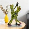 Waltzing Couple Frog Figurine Dancing Drinking Frog Statue Resin Animal Sculpture Home