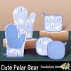 Polar Bear Pattern Silicone Heat-Resistant Kitchen Gloves and Pot Holders Set