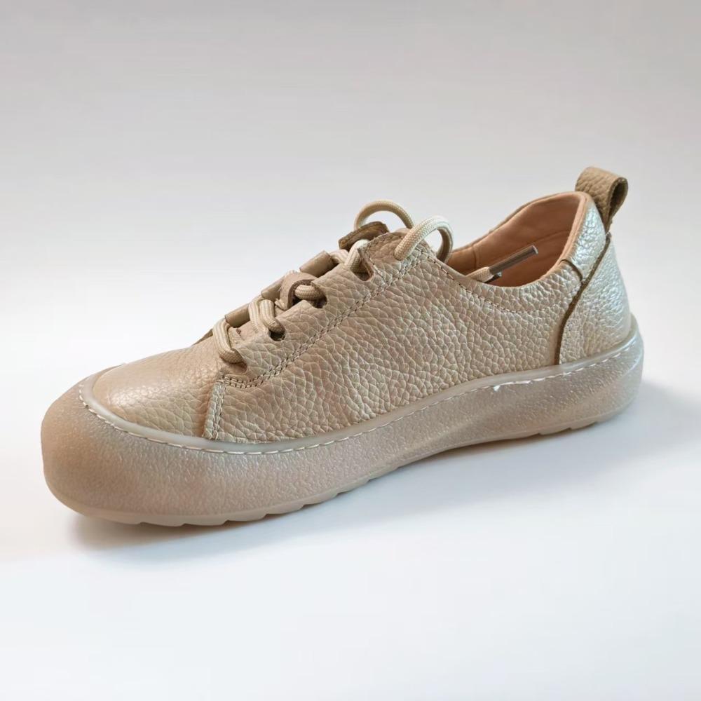 Women's Casual Skate Shoes Retro Style Genuine Leather Casual Sneakers Comfort Travel Flat Non-slip Cowhide Walking Daily Wear