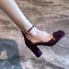 Bow Baotou Sandals Women's Spring and Summer Square Head Hollow Word with Square Buckle Thick Heel Shallow Mouth