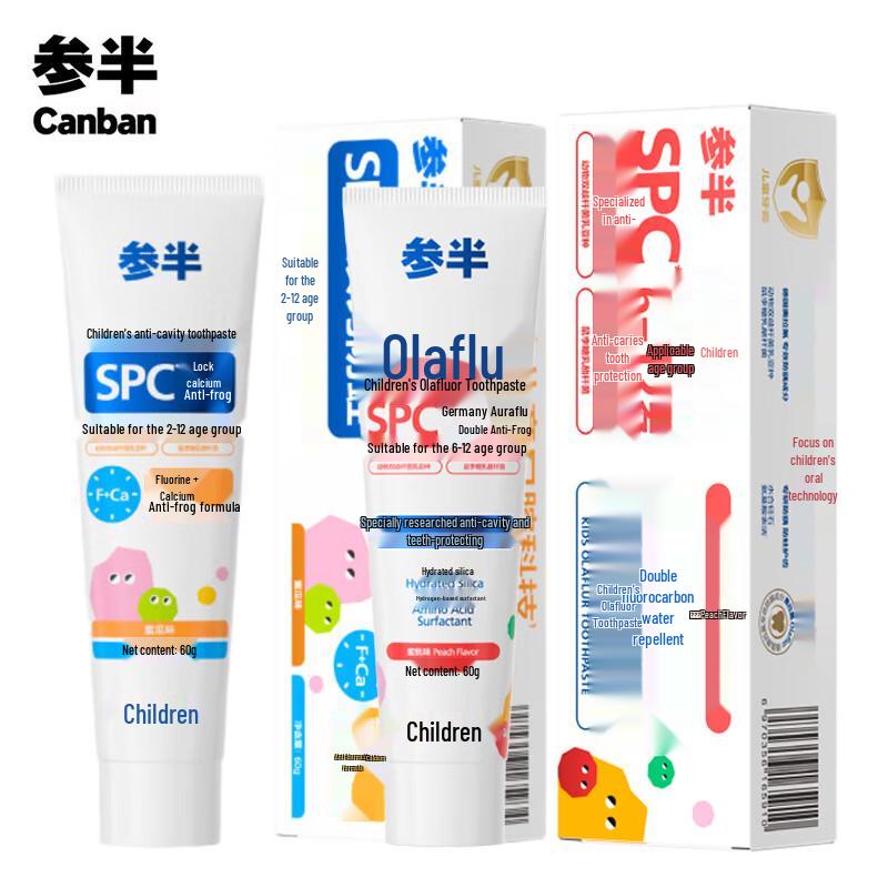 CanBan Kids' Fluoride Toothpaste 2-Pack (Peach & Honeydew)