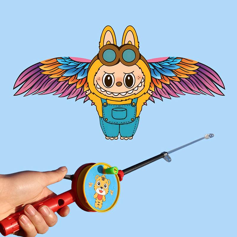 1 Satz Kinder Drachenspielzeug Cartoon Schmetterling Schwalben Adler Drachen mit Griff Kinder Flugdrachen Outdoor Spielzeug