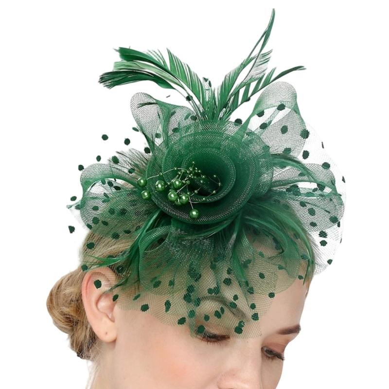 Feather Fascinator Hat Tulle Top Hat For Bridal Shower And Theme Parties Cocktail Party Gathering Dressingup Headpiece