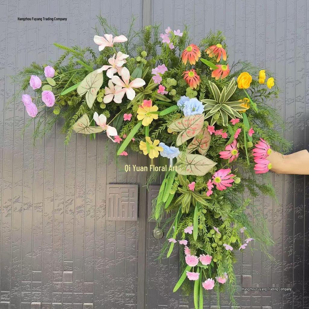 Triangular Silk Flower Wedding Arch Arrangement for Reception Background