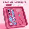 Pink Cartoon Floral Hand Strap Case For Samsung S26 S25 Ultra S24 FE S23 Plus S22 S21 A15 A16 A17 A35 A36 A37 A54 A55 A56 A57 5G Bumper Cover
