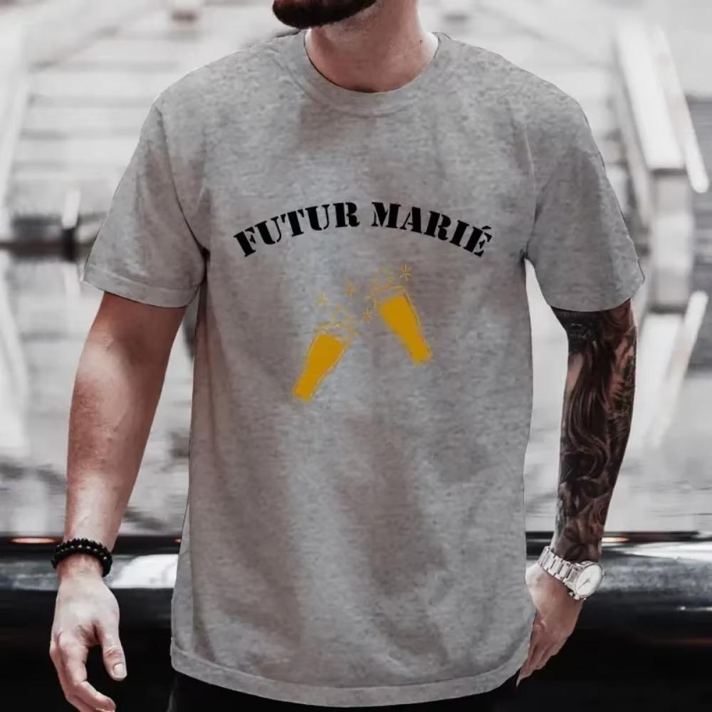 2024 Fashion EVG Team Future Groom Squad T-shirt Beer Graphic Tops French Single Farewell Tees Bachelor Wedding Party Tshirt