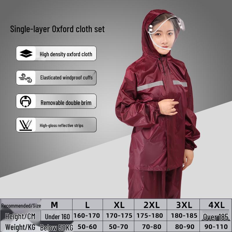 Men's Reflective Raincoat & Pants Set: Outdoor Anti-Heavy Rain Cycling/Motorcycle Protection, Split Style.