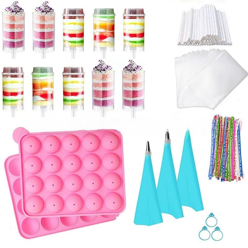 Chocolate Lollipop Silicone Mold Making Kit with Acrylic Display Stand, Candy Bags, Paper Sticks, Twist Ties - DIY Party Supplies