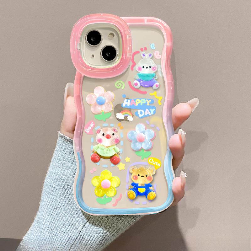 

Медведь и Кролик Цветочная Кукла Шнурок Подходит для Чехла для Мобильного Телефона Apple 16promax Vivox200 Подставка 15 Милый 13 Женский Redmi K40/K40 Pro