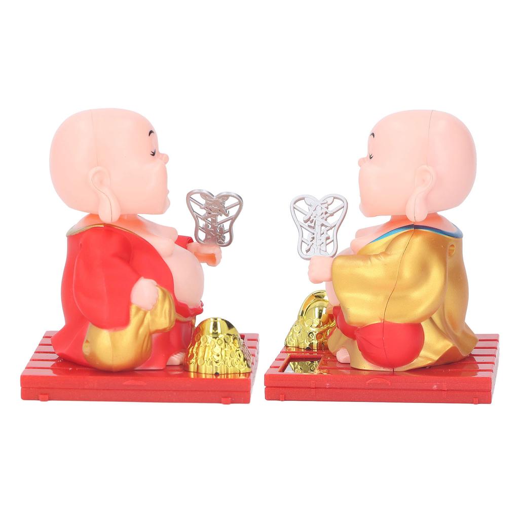 Buddha Figurine Eco Friendly Auspicious Smiling Eyes Monk Decoration Auto Shaking Hand Solar Power Energy Saving for Indoor
