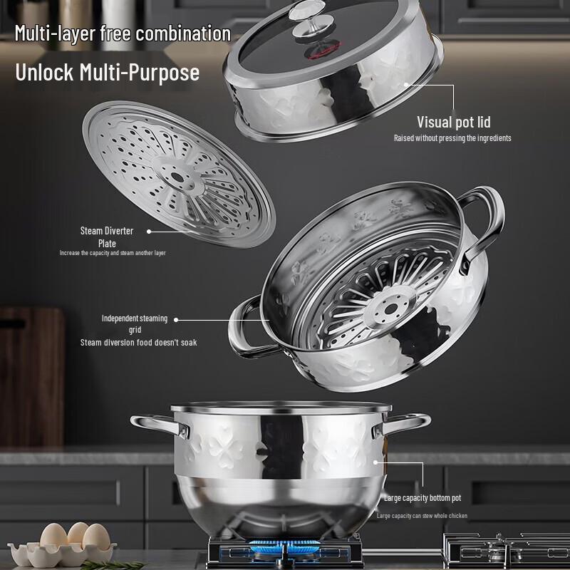 Macaiiroos Stainless Steel Multi-layer Steamer Pot
