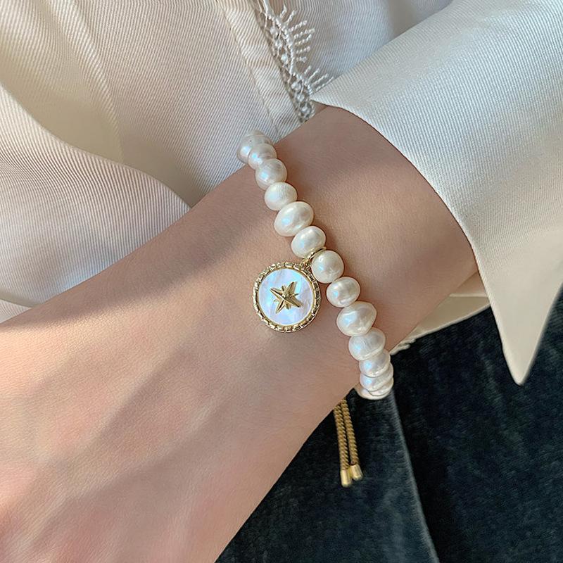 Baroque Freshwater Pearl Eight-Pointed Star Friendship Bracelet for Women