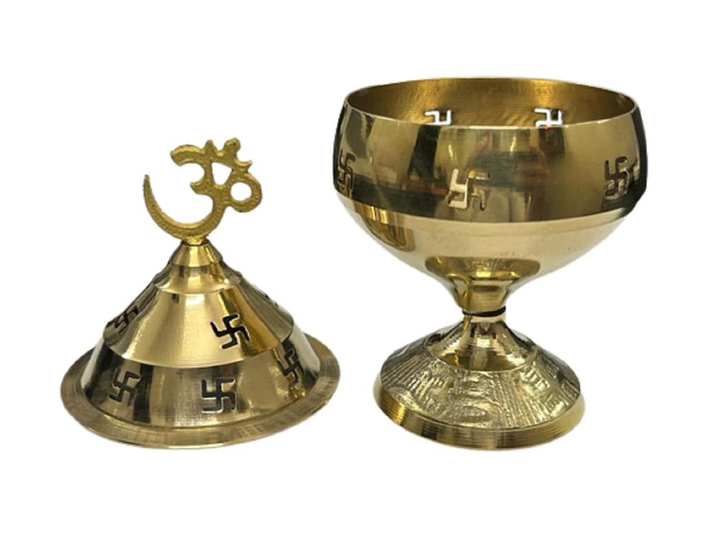 RSINC Akhand Diya for Puja in Brass (14 Cms) Diya Brass