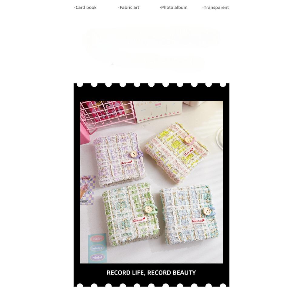 Fabric Small Fragrant Wind Mini One Palace Grid Card Booklet, Polaroid Love Bean Chasing Stars 3-inch Portable Photo Storage Brochure