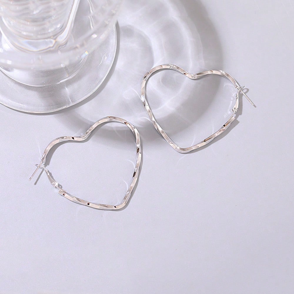 1 Pair Fashion Heart Shaped Twist Design Earrings, Elegant Casual Style For Women Valentines,Mom,Mother,Mother's Day,Gift