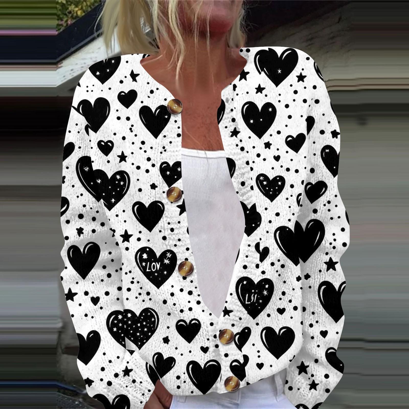 

Женская модная принтованная куртка с длинным рукавом и вязанным кардиганом на пуговицах XXXXXL чёрный