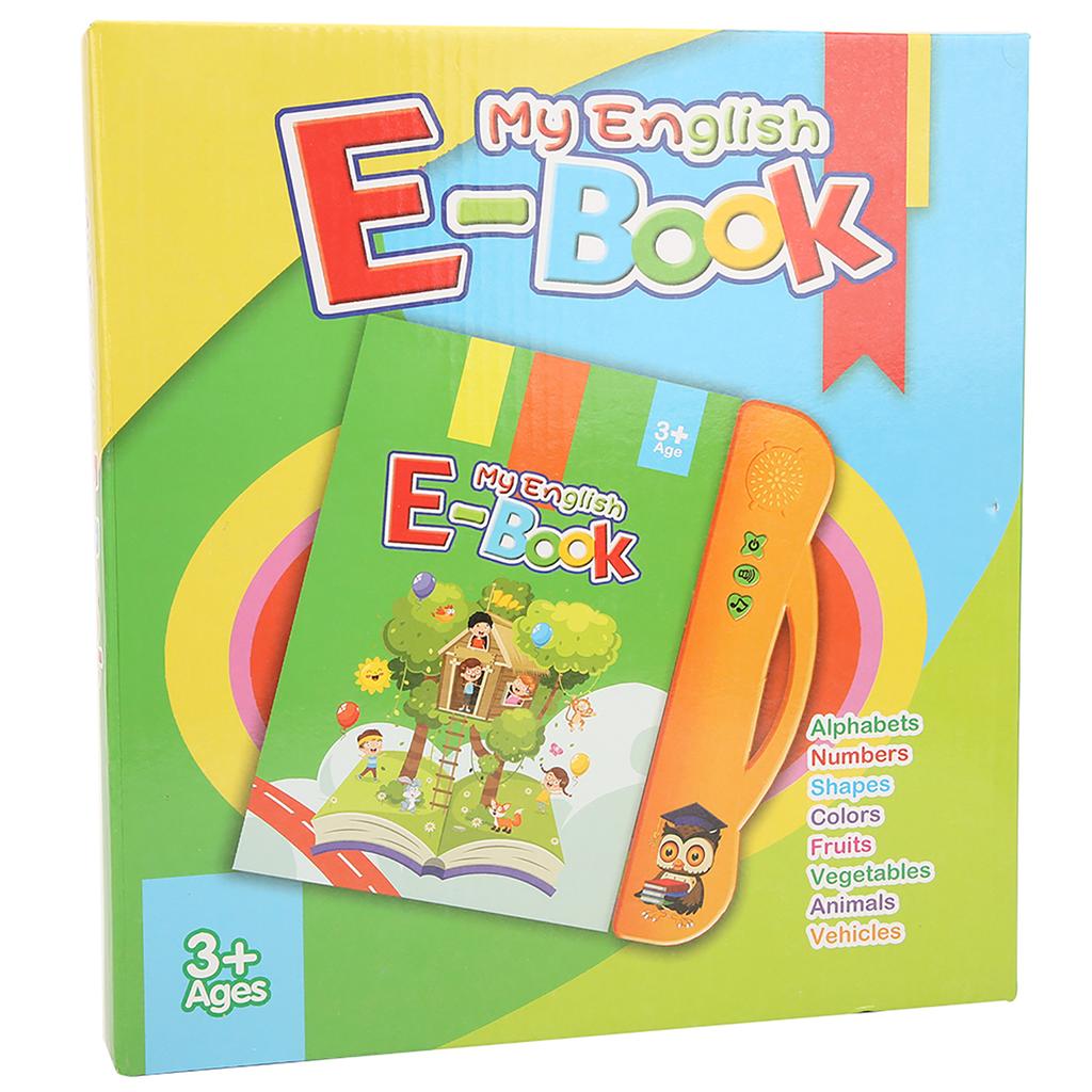 Kid English E Book Electronic Sound Book Educational Toy Reading Machine With Learning Pen(Orange )