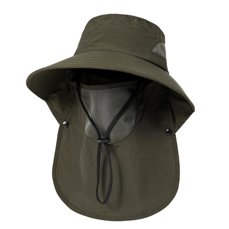 Summer Outdoor Waterproof Breathable Fishing Hat Sun Hat Sunscreen Face Mask Removable Mask Big Eaves Neck Bucket Hat