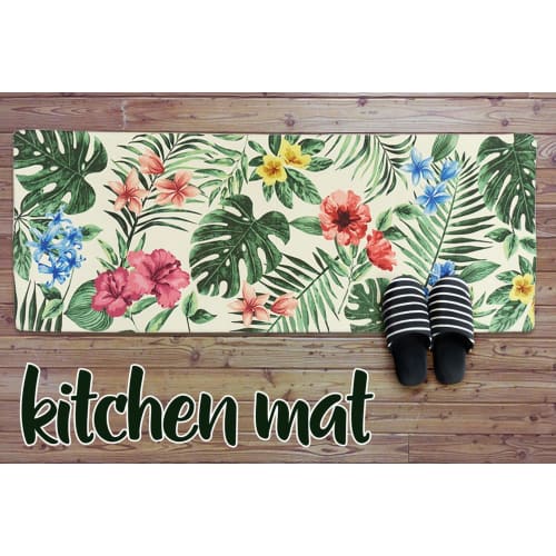 Arie PVC Mat, Stain-Resistant, Easy to Clean, for Kitchens, Living Rooms, Resort Style, Green, Approx. 45 x 180 cm