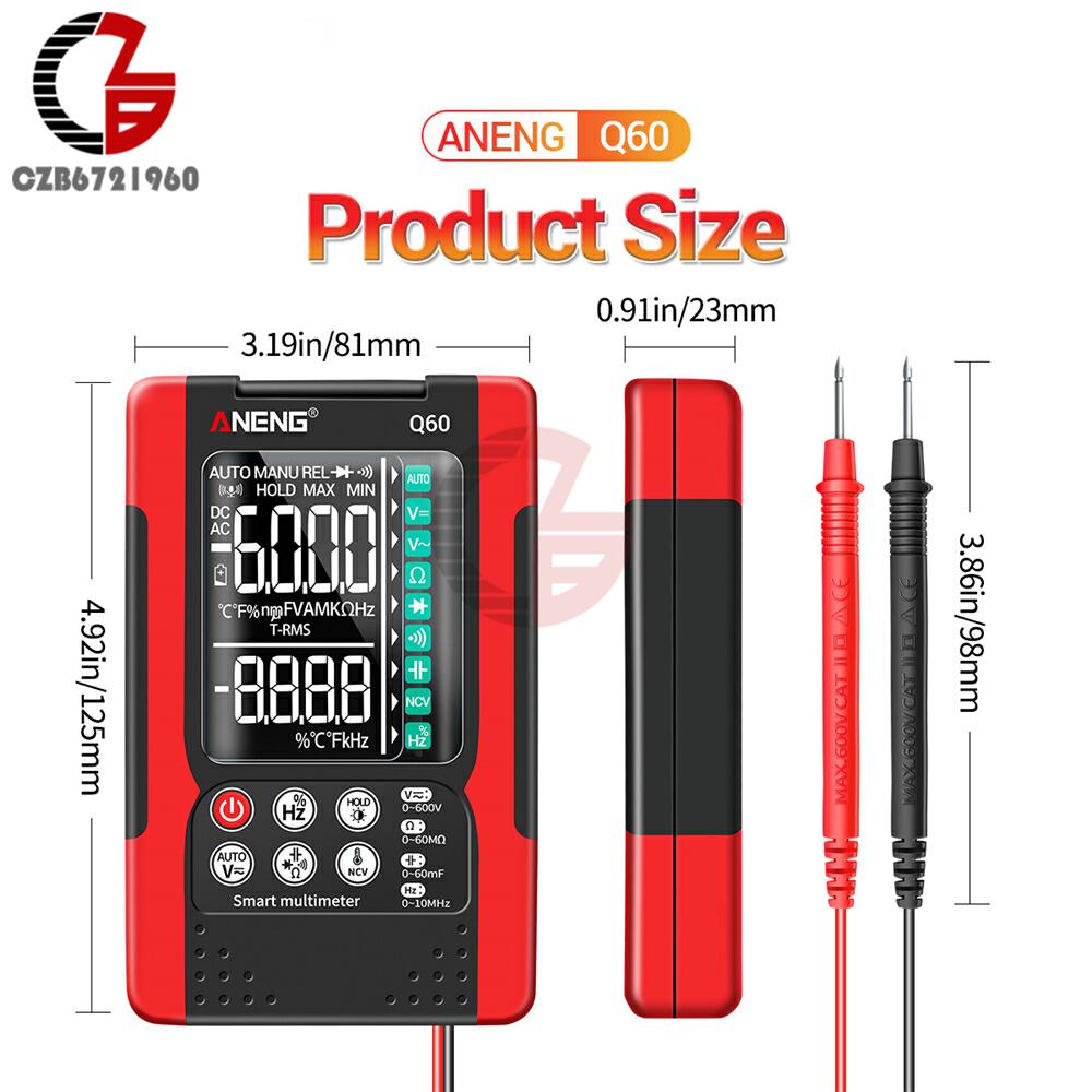 Q60 Handheld Digital Multimeter LCD Backlight Portable AC/DC Ammeter Voltmeter Ohm Voltage Tester Meter Multimetro
