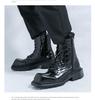 Botas de Tornozelo de Couro Masculinas Tamanho Plus Bico Quadrado - Estilo Britânico, Sapatos de Cano Alto Formais e Casuais