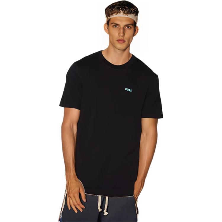 HUGO BOSS T-Shirts Men's Pitch Black Crew Neck Moderate Straight Fit 50475828-404