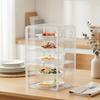 Clear Plastic Bread Storage Container with Magnetic Door 5-Tier Bread Box 16.93 X 10.63 X 9.45Inch for Bakery Cookies Donuts