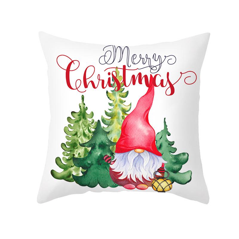 Plaid Christmas Pillow Cover Letter Christmas Tree Sofa Cushion Cover Peach Skin Cushion Home