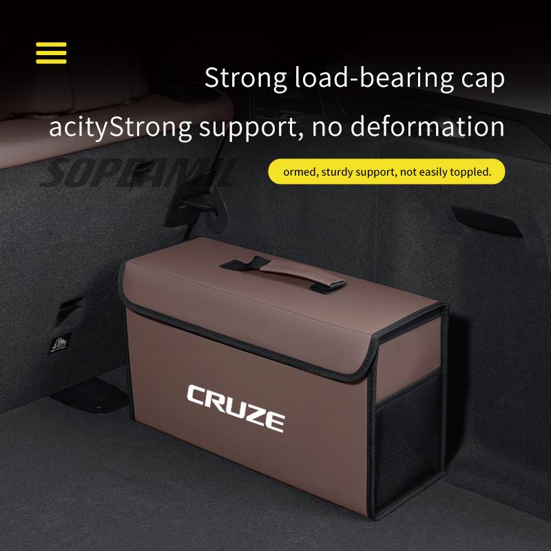 Car Carbon Fiber Leather Storage Box Organizer Large Capacity Foldable Stowing Tidying Bag For Chevrolet Cruze Auto Accessories