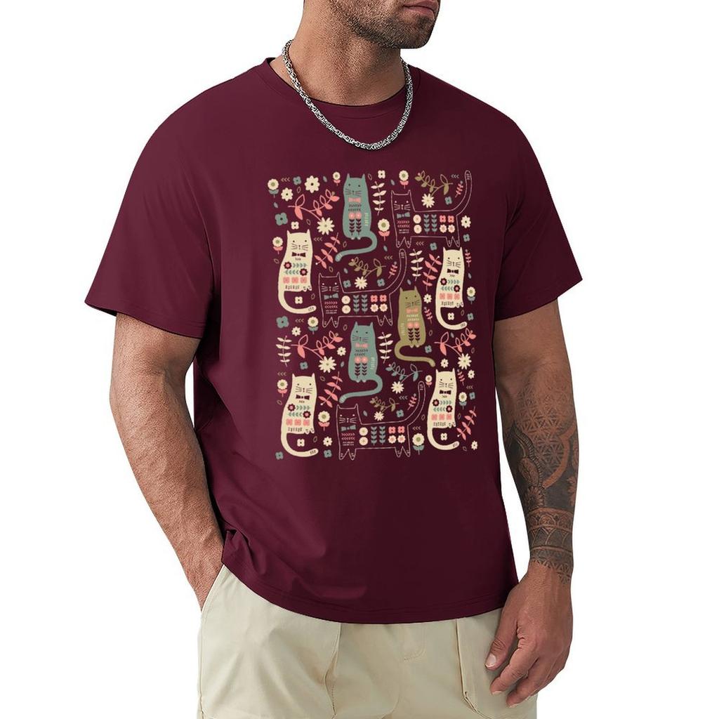 Cat Folk T-Shirt Oversizeds Man Clothes Short Sleeve Tee Cotton Graphic Tees Men T Shirts High Quality