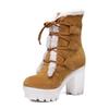 Women's Boots Suede High Heel Boots Vintage Winter Ladies Fur Warm Platform Snow Boots Lace Up Cosplay High Heel Shoes 34-43