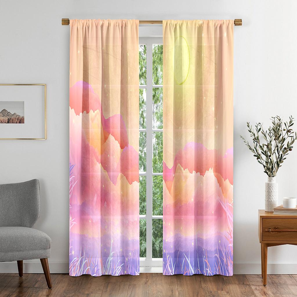 

Естественные красочные мечтательные шторы на окна с изображением лунного неба и облаков в детской спальне, гостиной, зале, декоре кухни, шторах и жалюзи W50 X H130(CM)X2&Grommet Top