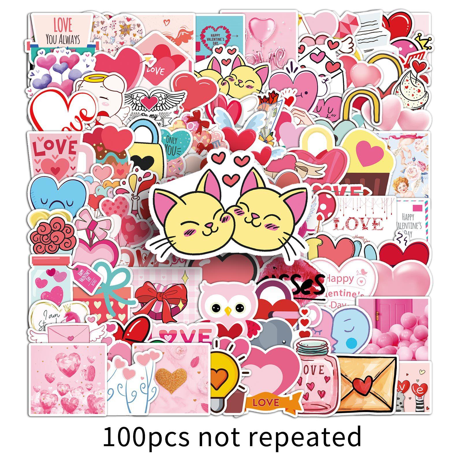 

100 Cartoon Personality DIY Sweet Valentine s Day Doodle Creative Suitcase Laptop Car Stickers
