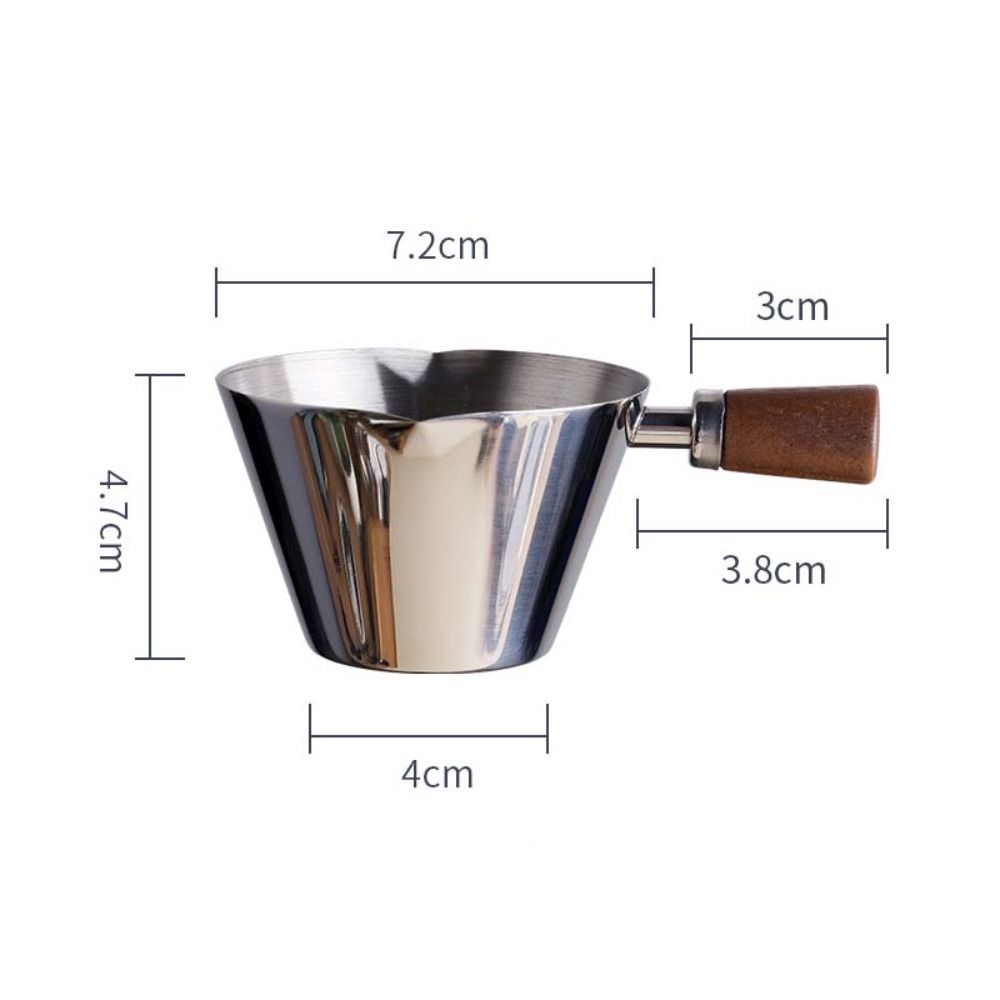 Wood Handle Coffee Measuring Cup Stainless Steel Pouring Cup Espresso Measuring Dosing Cup Milk
