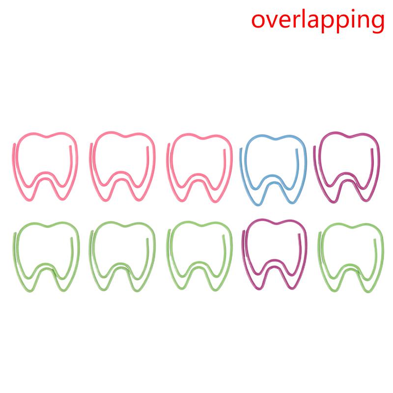 20Pcs Tooth Shape Metal Paper Clips Cute Colorful Paperclip Bookmark Note Memo Ticket Clip Dentist Gift Clinic Office Stationery