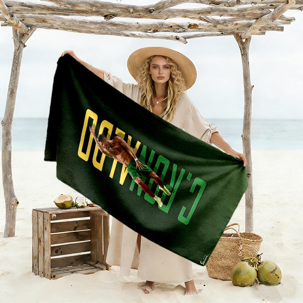 Ronaldo's Legacy Football Beach Towel Quick-Dry Soft Microfiber Comfortable Lightweight Suitable for Swimming, Gym, Camping, Yoga Vacation