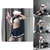 Women's Sexy Cosplay Lingerie Student Uniform Set With Velcro Design Miniskirt Outfit