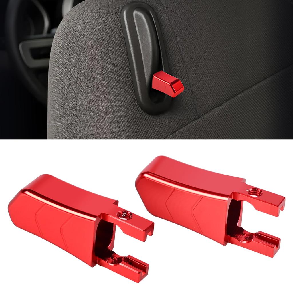 2PCS Car Adjustment Rods Seat Release Lever Knob Latch Handle Side Red Black Aluminum Alloy For Ford Mustang 2005 2006-2014