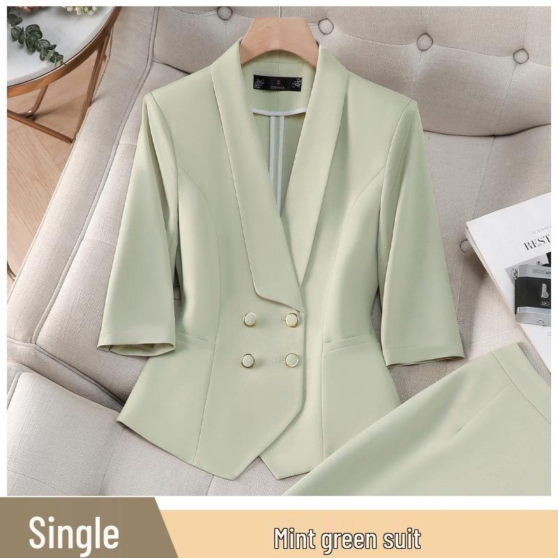 

2026 European Women s Green Suit Jacket & Skirt Set - Spring/Autumn Fashion XL